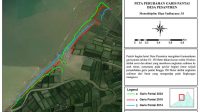 Peta Perubahan Garis Pantai 10 Tahun Terakhir. (doc. Pribadi)