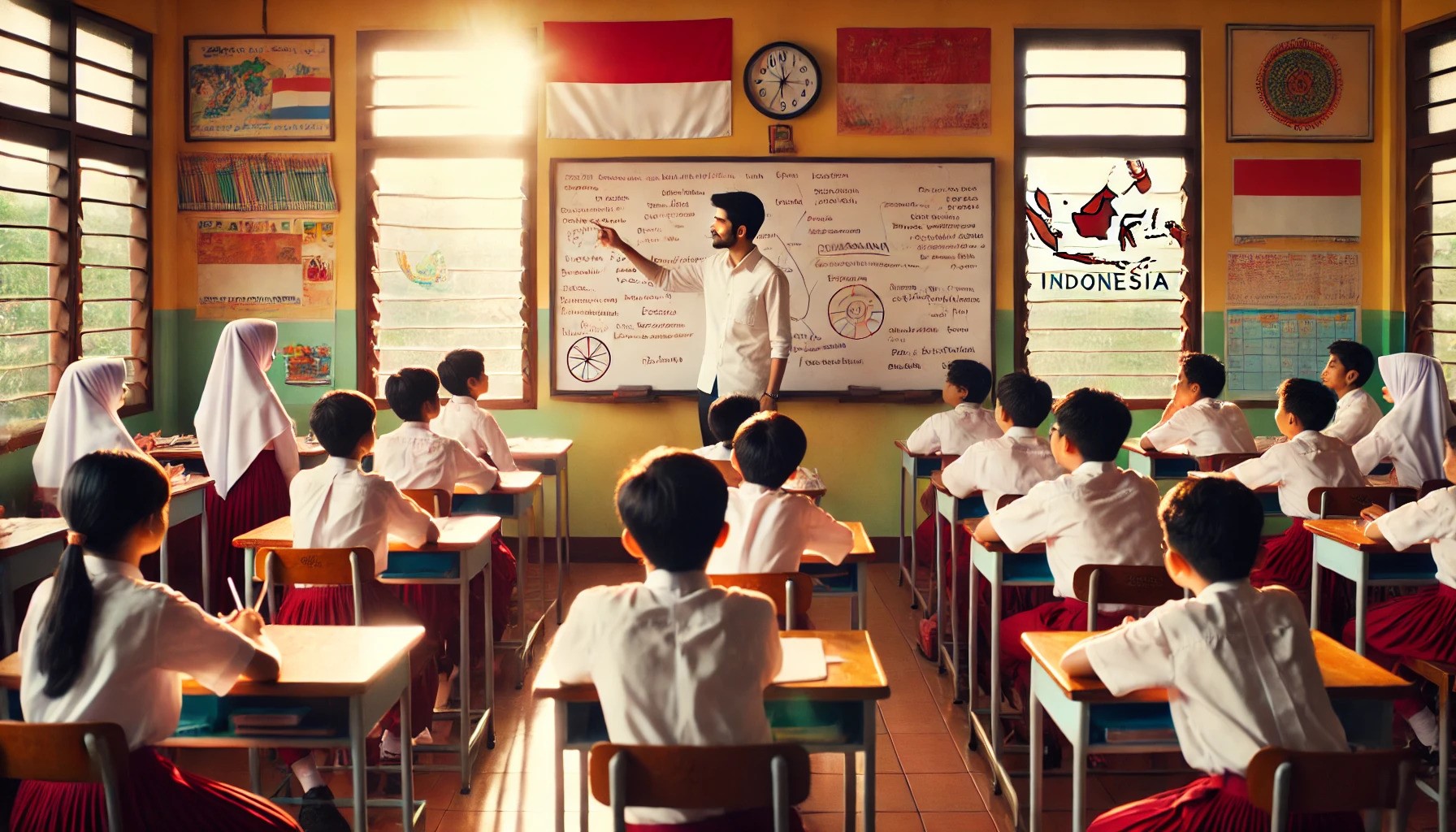 Ilustrasi guru sedang mengajar