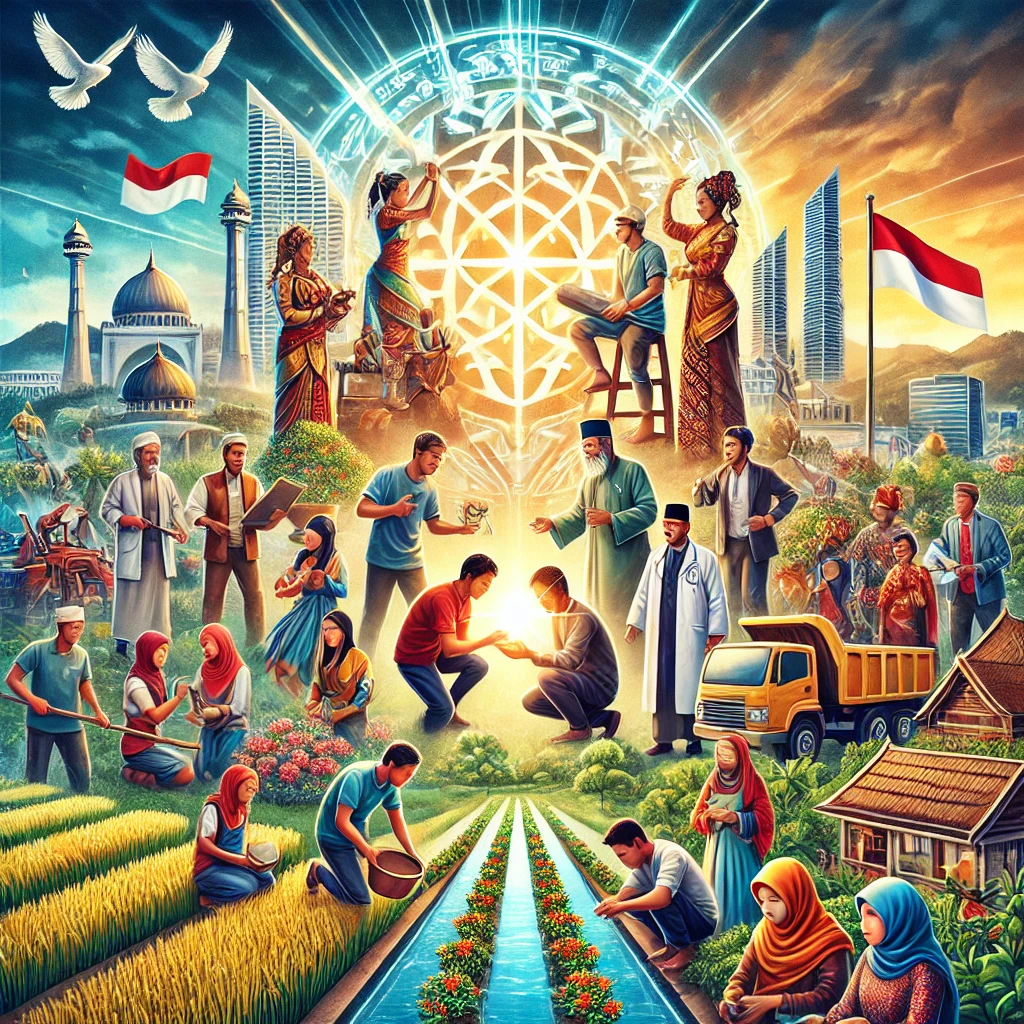 Ilustrasi Pancasila sebagai jembatan menuju Indonesia Emas/ai