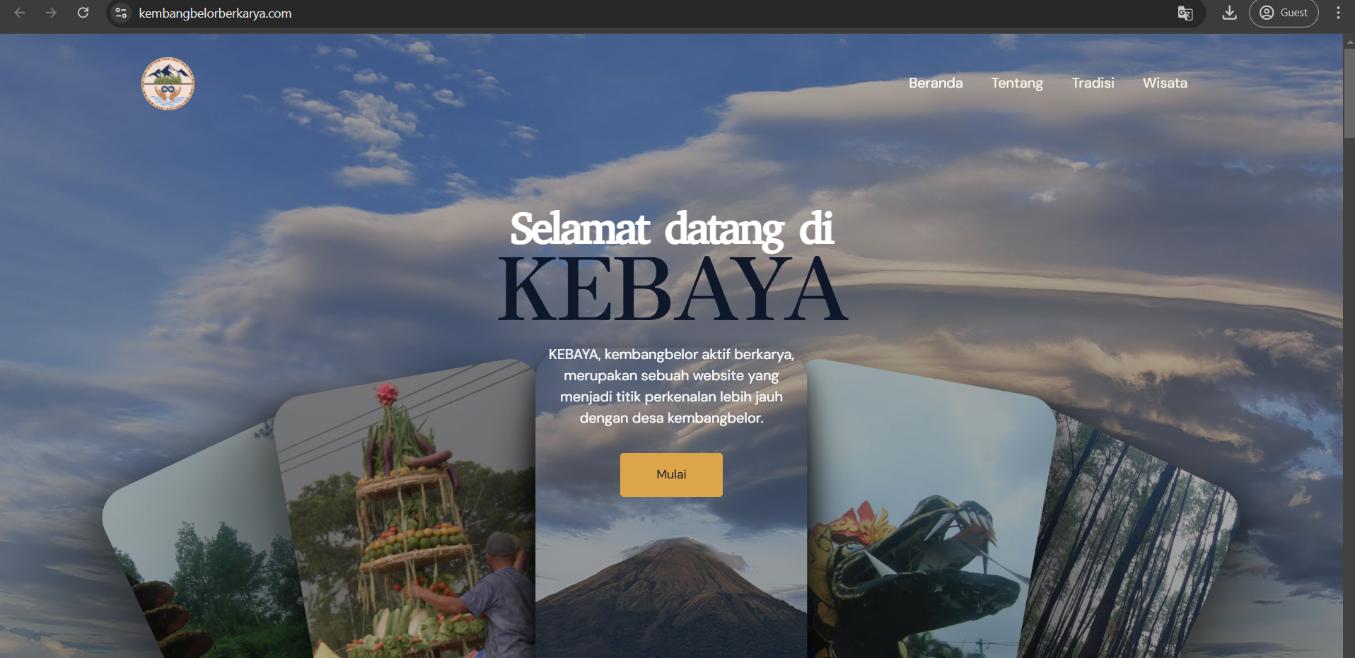 Tangkapan layar laman beranda kembangbelorberkarya.com