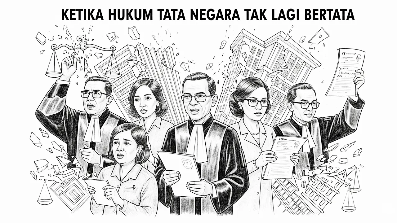 Ilustrasi Ketika Hukum Tata Negara Tak Lagi Bertata. (GG)