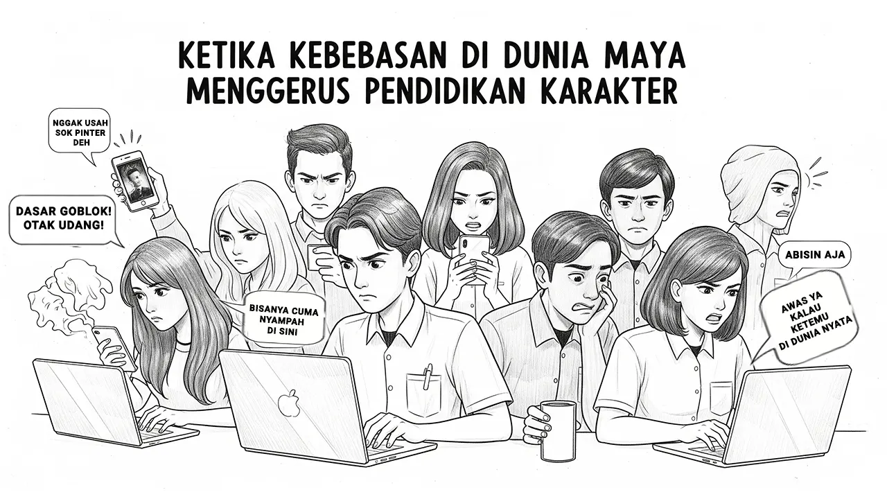 Ilustrasi Ketika Kebebasan di Dunia Maya Menggerus Pendidikan Karakter. (GG)