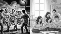 Ilustrasi menunjukkan dua realitas malam yang berbeda sebagai alasan munculnya kebijakan jam malam. (GG)