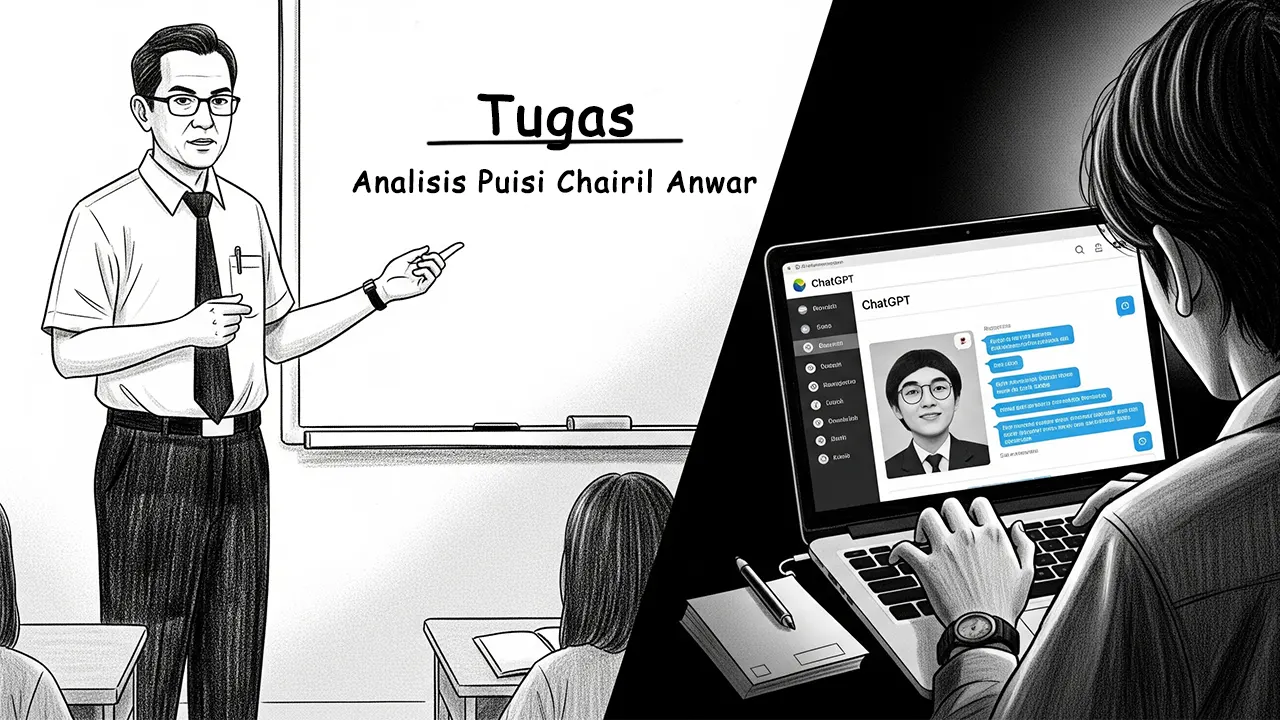 Ilustrasi tantangan guru dalam menghadapi kecanggihan AI. (GG)