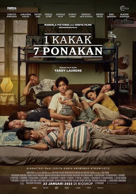 Poster Film 1 Kakak 7 Ponakan (2025) oleh Yandy Laurens, adaptasi dari cerita karya Arswendo Atmowiloto. (Instagram/1kakak7ponakan)