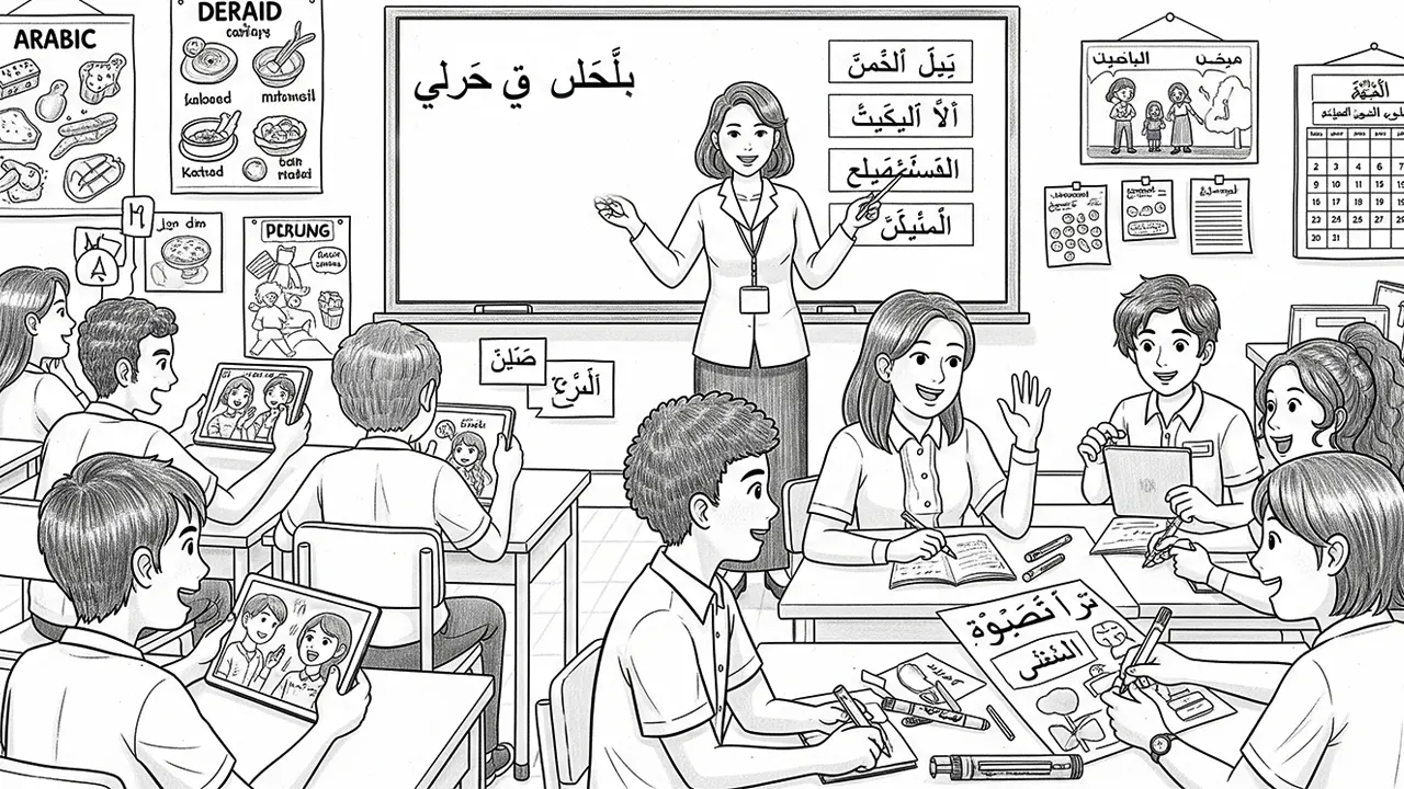 A modern Arabic class blends tradition and innovation—interactive methods, digital tools, and project-based learning spark students’ interest and proficiency. (GG)