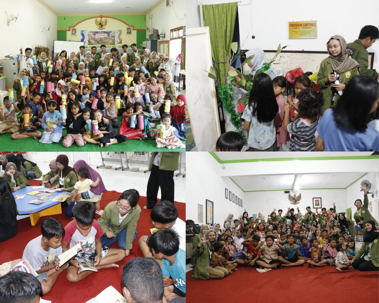 Dokumentasi Kegiatan Kelas Kreatif Celengan & Literasi di Kapas Madya Baru, Surabaya (10 & 12 Juli 2025). (doc. KKN KKN-T Kelompok 29)