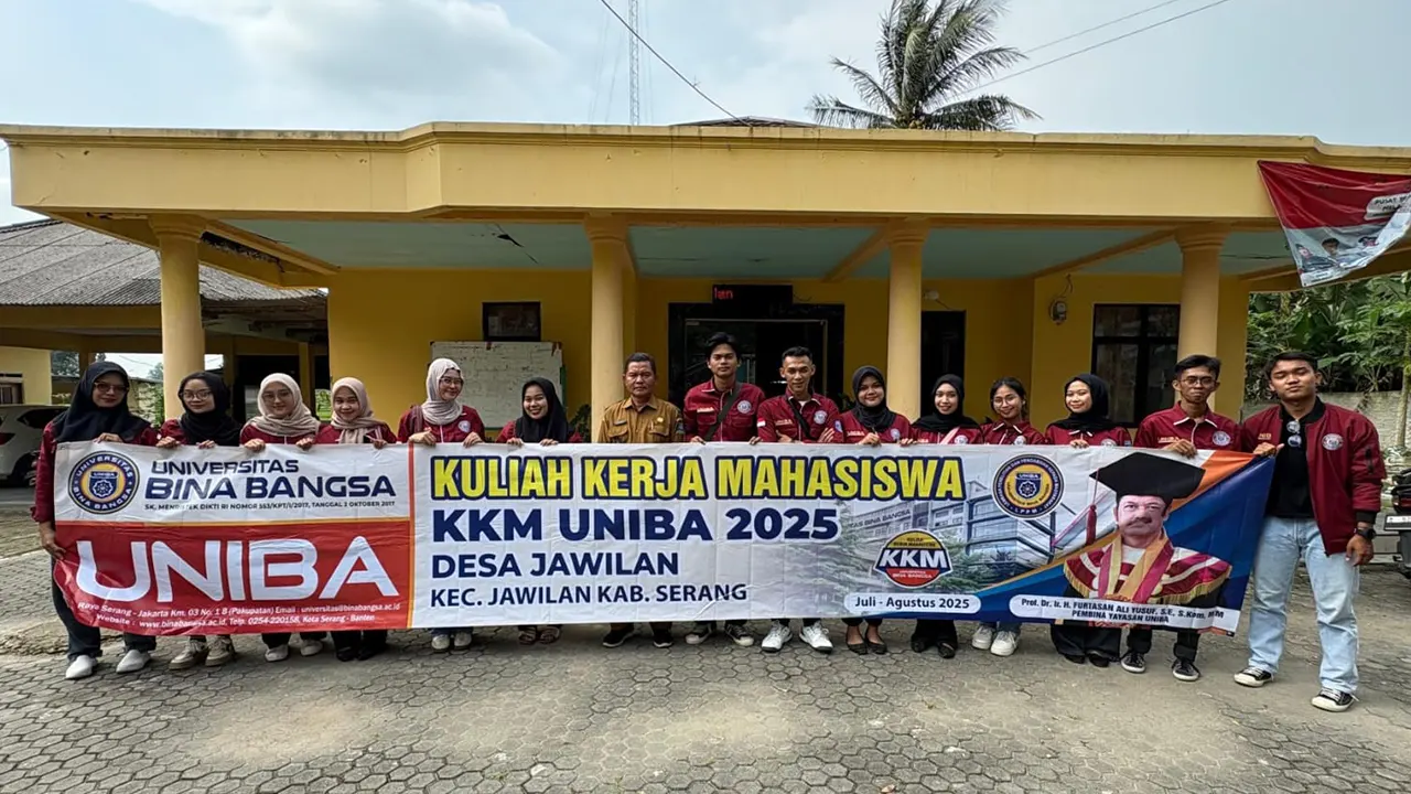 Dokumentasi bersama Mahasiswa KKM UNIBA Kelompok 87 di Desa Jawilan, Kecamatan Jawilan, Kabupaten Serang. (doc. KKM UNIBA Kelompok 87)