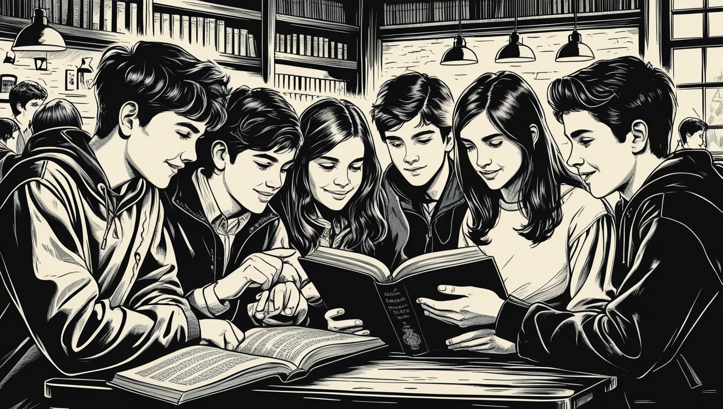 Ilustrasi generasi muda sedang membaca novel tentang sejarah. (gg)