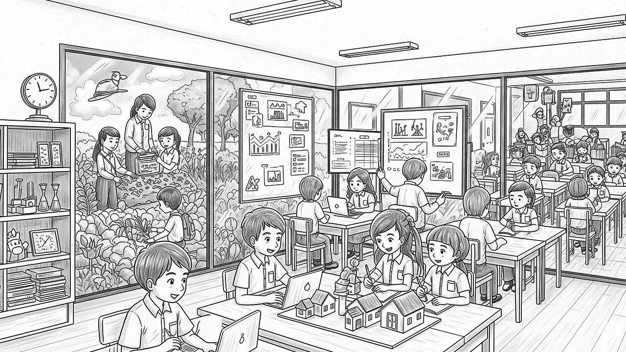 Ilustrasi pendidikan yang bergerak dari ruang hafalan menuju ruang bernalar, menumbuhkan generasi pembelajar sejati yang mampu menjawab tantangan zaman. (GG)