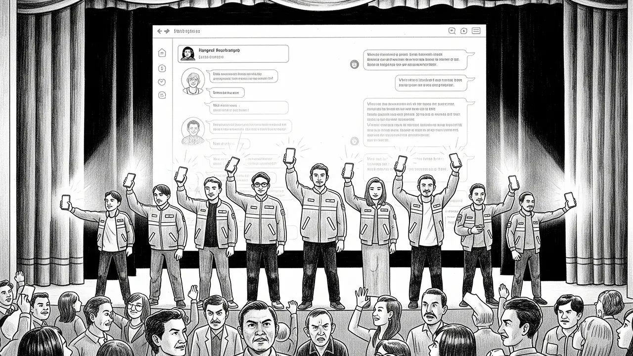 Mencerminkan bahwa setiap aksi sosial di era digital adalah pementasan yang melibatkan banyak aktor, layar, dan narasi yang sengaja dibentuk demi citra publik. (GG)
