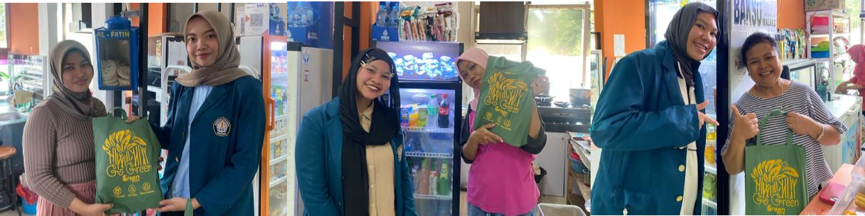 Pembagian kenang-kenangan untuk tiap tenan kantin. (doc. Kelompok 6 Tim 109 KKN Tematik SDGs Center UNDIP)