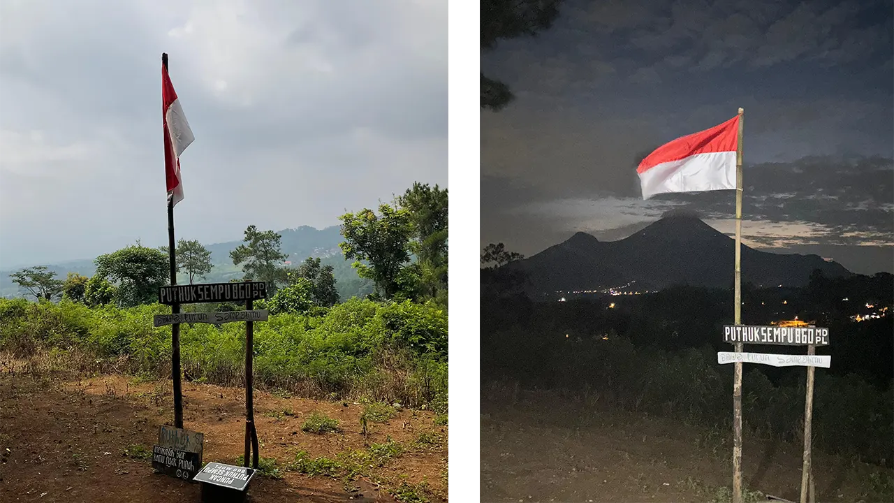 Spot foto saat siang dan malam di lokasi wisata Puthuk Sempu. (doc. BBK 6 Universitas Airlangga Cepokolimo)