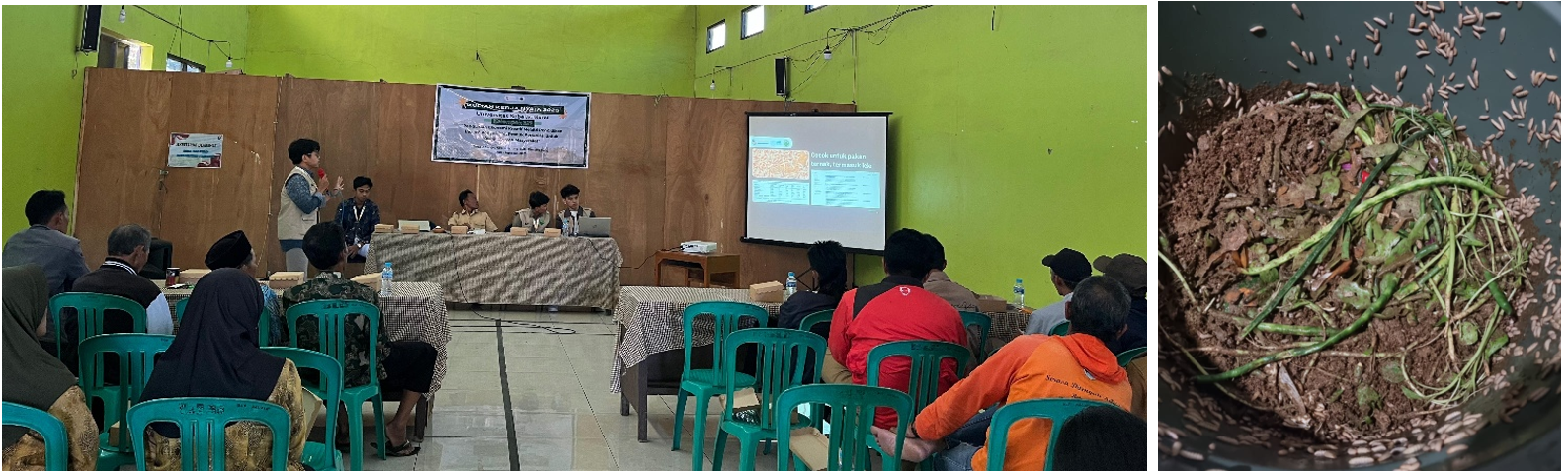 Sosialisasi Budidaya Maggot oleh Mahasiswa KKN 327 Universitas Sebelas Maret bersama dengan masyarakat di Desa Kalirejo, Kledung, Temanggung. (doc. KKN 327 UNS)