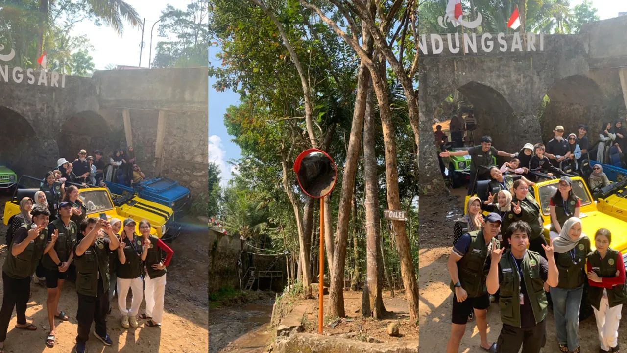 Spot mirror selfie karya mahasiswa KKN 31 UMBY menjadi ikon baru di jalur wisata Jeep Bandungsari, Bantul. Inovasi ini diharapkan mampu mengangkat citra pariwisata pedesaan. (doc. KKN 31 UMBY)