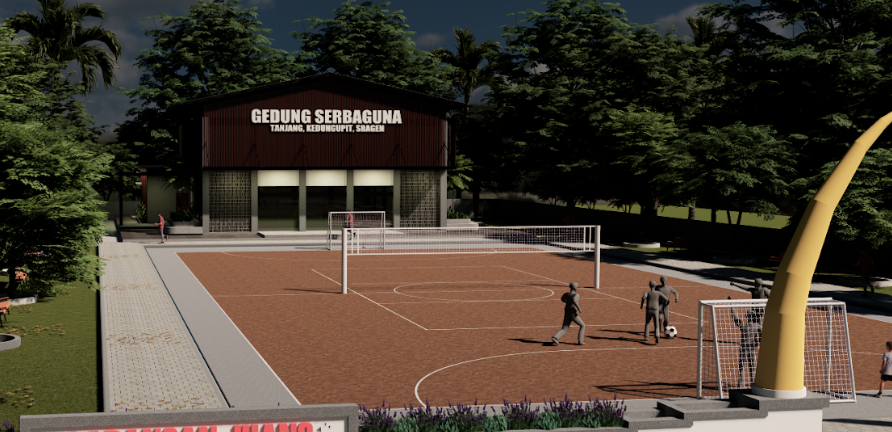 3D Gedung serba guna karya Mahasiswa Teknik Sipil UNS. (doc. Drafter HMS Project 2025)