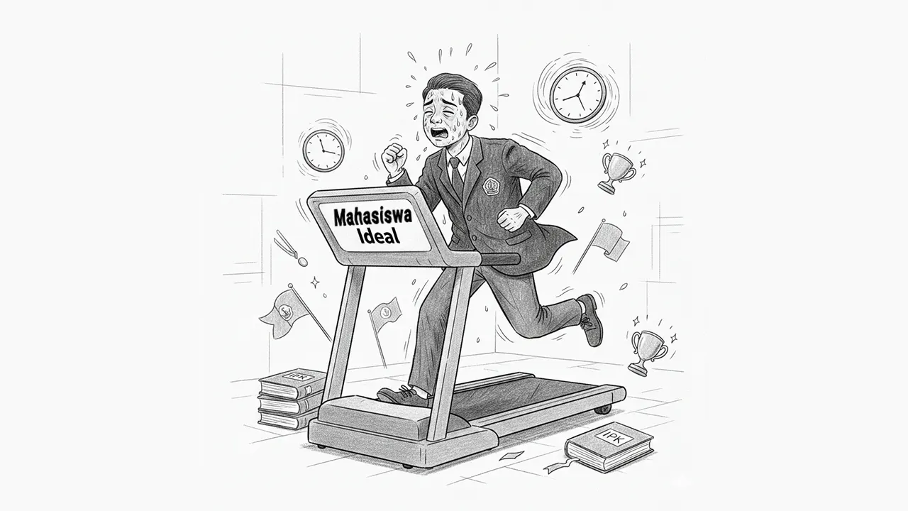 Berlari tanpa arah, lelah tanpa tujuan kompetisi yang diciptakan oleh standar, bukan oleh kebutuhan diri. (gg)