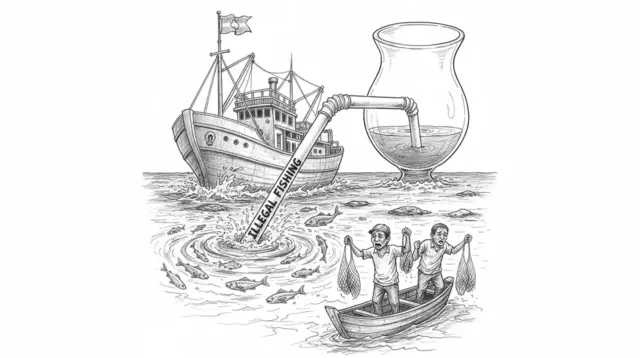 Ketika laut diperlakukan seperti minuman gratis, kedaulatan hanya tersisa ampas di dasar gelas. (gg)