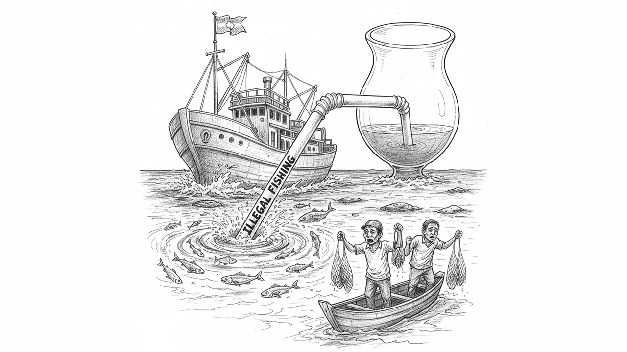 Ketika laut diperlakukan seperti minuman gratis, kedaulatan hanya tersisa ampas di dasar gelas. (gg)