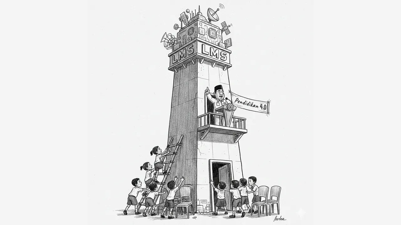 Ketika teknologi menjadi menara gading, siswa hanya bisa memandang tanpa benar-benar masuk. (gg)