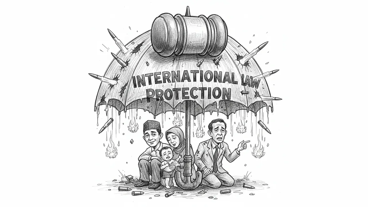 Perlindungan hukum internasional: ada bentuknya, belum tentu utuh fungsinya. (gg)