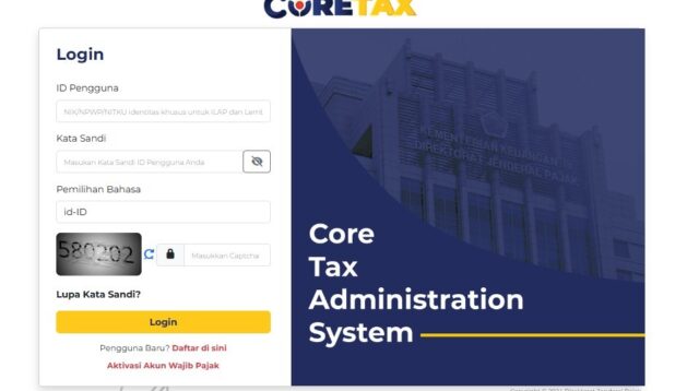 Tangkapan layar halaman Login Coretax