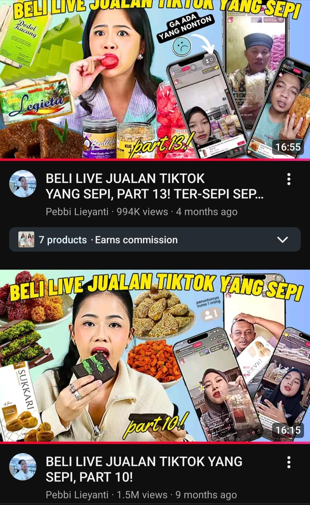 Tangkapan layar salah satu channel youtube