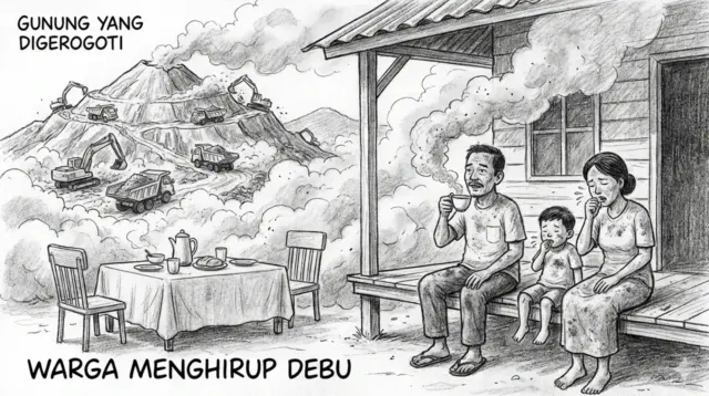 Debu tambang tak hanya merusak alam, tetapi sudah masuk ke ruang makan warga. (gg)