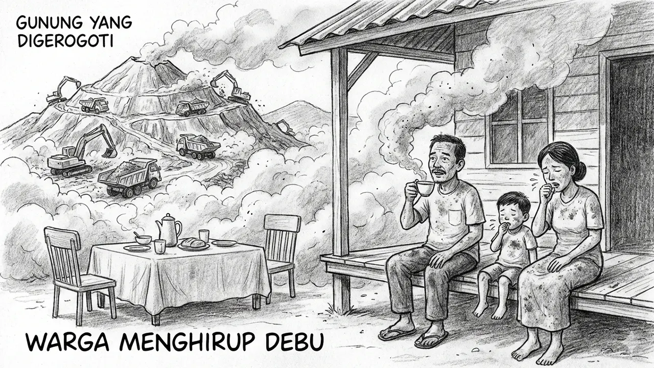 Debu tambang tak hanya merusak alam, tetapi sudah masuk ke ruang makan warga. (gg)