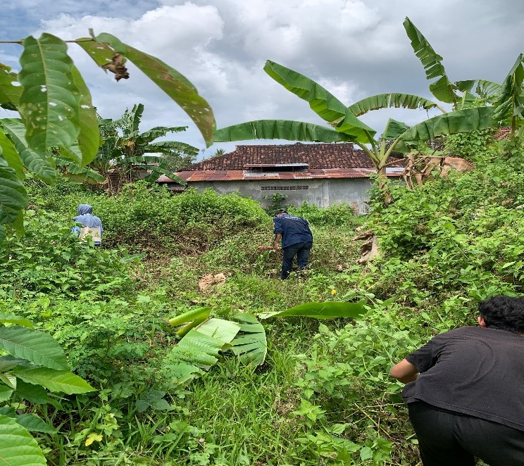 Kegiatan pembersihan lahan apotek hidup. (doc. pribadi)