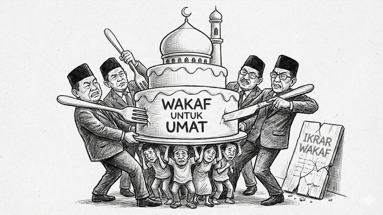 Ketika wakaf diperlakukan seperti santapan, amanah umat menjadi remah yang terinjak. (GG)