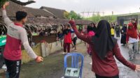 Senam sehat bersama pengunjung Kampung Kuliner Boga Loka, Desa Kranggan, Kecamatan Polanharjo, Kabupaten Klaten, Minggu (1/2/2026). (Dok. Tim KKN 64 UNS Srawung Kranggan)