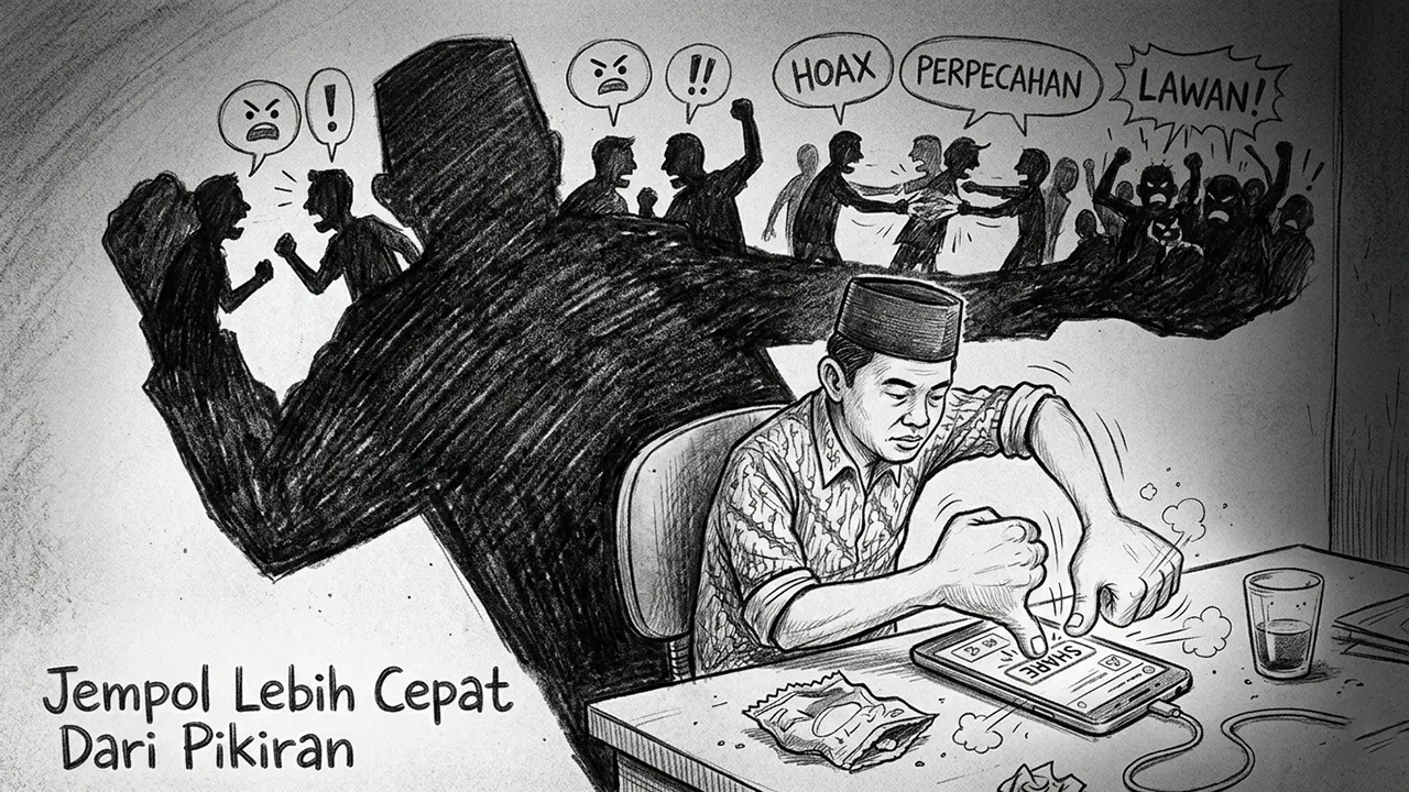 Ketika jempol bekerja tanpa pikiran, dampaknya tak lagi sederhana. (GG)