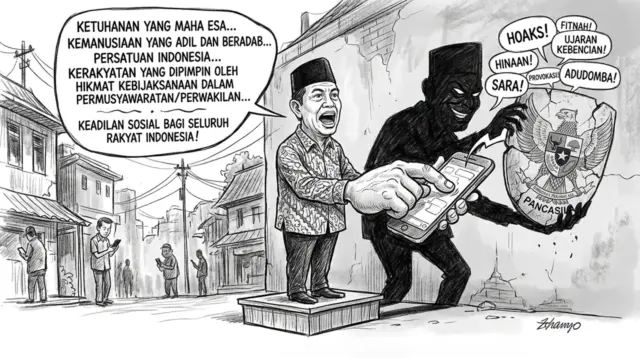 Lantang di ucapan, lemah dalam tindakan. (GG)