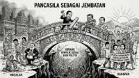 Menunjukkan Pancasila sebagai jembatan antara masalah nyata dan aspirasi bangsa, yang harus dijaga dari praktik destruktif. (GG) Menunjukkan Pancasila sebagai jembatan antara masalah nyata dan aspirasi bangsa, yang harus dijaga dari praktik destruktif. (GG)