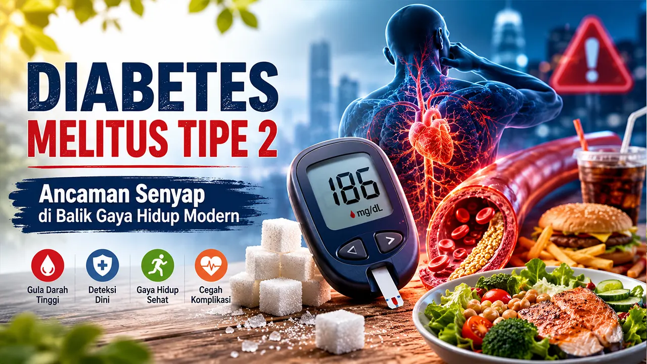 Ilustrasi ancaman diabetes melitus tipe 2 yang berkembang diam-diam akibat pola hidup tidak sehat dan tingginya kadar gula darah. (GG)