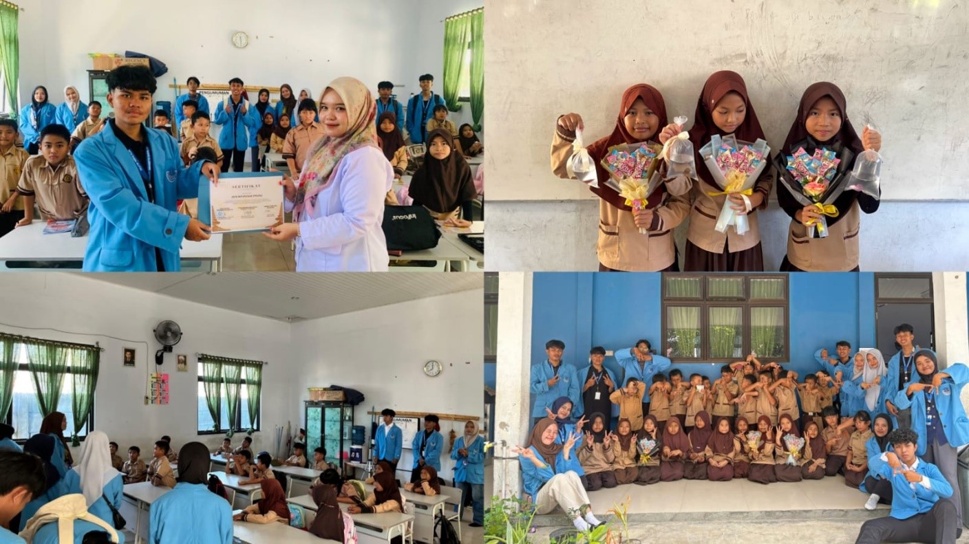 Mahasiswa Akuakultur UBB Bersama siswa-siswi SD Negeri 44 PangkalPinang usai melaksanakan kegiatan project mata kuliah Pendidikan Pancasila dan Pendidikan kewarganegaraan. (doc. pribadi)