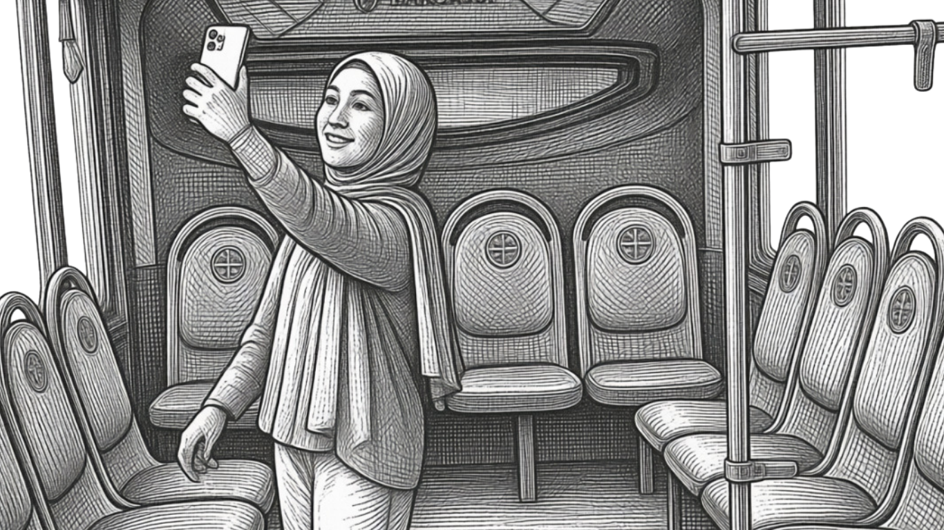 content creator yang sedang mengambil video dengan teknik storytelling. (Ilustrasi Roshinta Nurfajaristi).