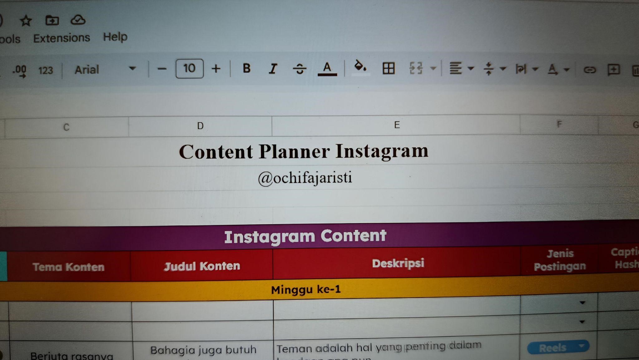 Visual content planner sebagai fondasi penting di balik strategi komunikasi digital yang efektif. (Dok Roshinta Nurfajaristi).