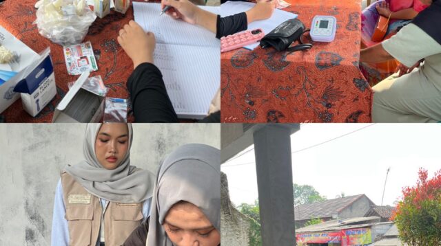Pelaksanaan kegiatan pemeriksaan kesehatan gratis, mahasiswa mendekatkan layanan skrining kesehatan kepada warga Kampung Alun-Alun, Desa Warunggunung, Kabupaten Lebak, Kamis (30/7/2026). (Dok. Pribadi/KKM 86 UNIBA)