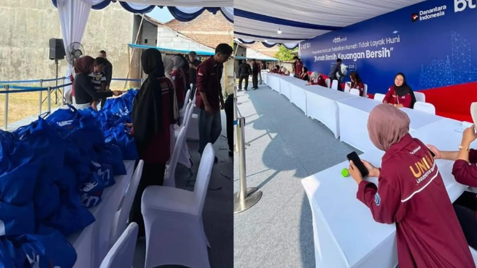 Suasana kegiatan sosial penyerahan 1.000 sembako dan mengawal penyerahan bantuan RTLH di Desa Warunggunung. (Dok. Pribadi/ KKM 86 UNIBA)