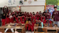 Dokumentasi bersama setelah pelaksanaan edukasi mengenai anti-bullying di SDN 1 Warunggunung, Kabupaten Lebak, Rabu (22/7/2026). (Dok. Pribadi/KKM 86 UNIBA)