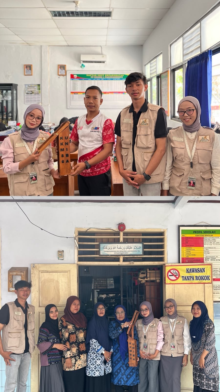 Dokumentasi penyerahan alat press sampah plastik diharapkan dapat memberikan manfaat jangka panjang bagi ekosistem sekolah. (Dok. Pribadi/KKN 86 UNIBA)
