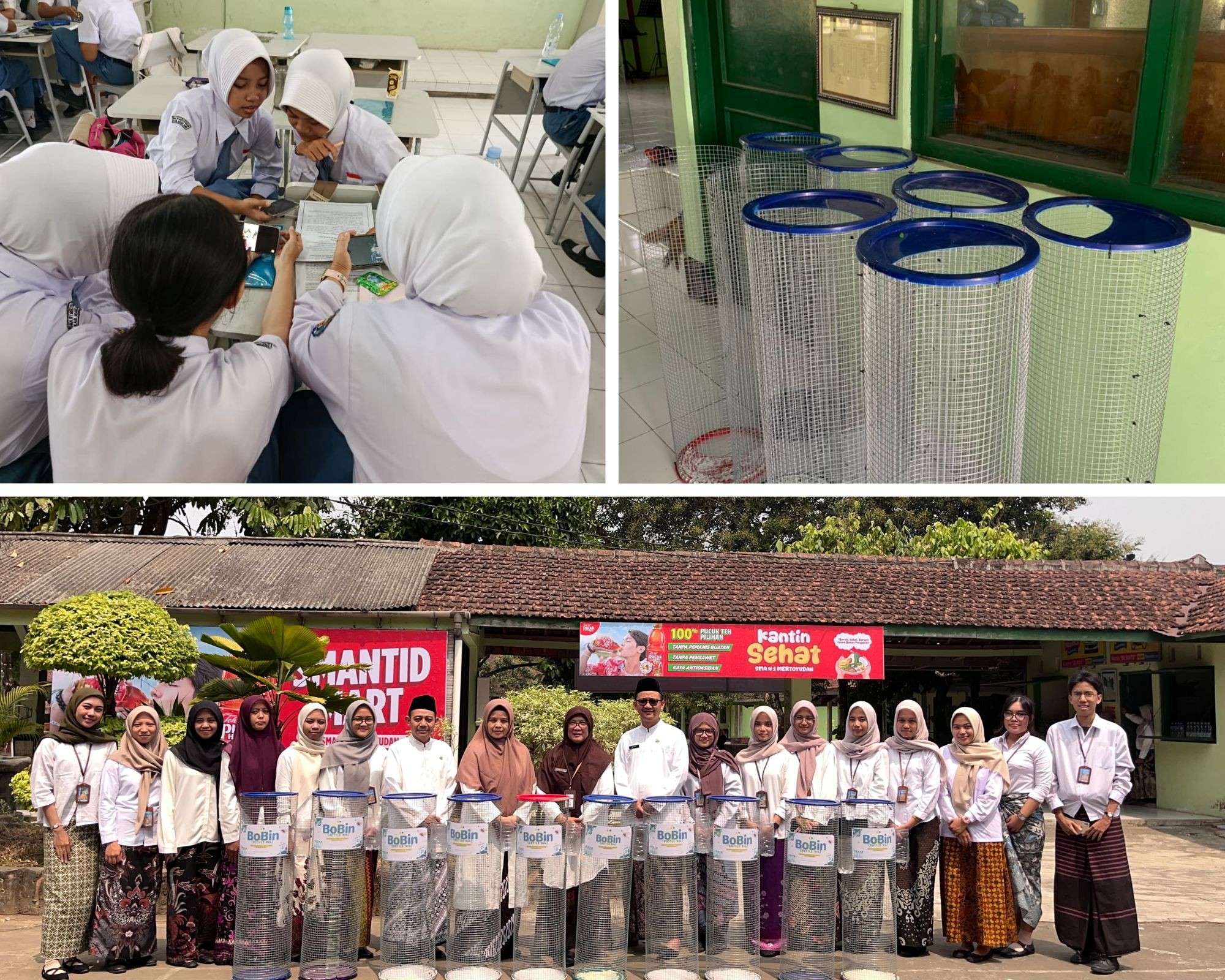 BOBIN atau Bottle Bin adalah tong sampah khusus untuk botol plastik. Program yang mengusung slogan “Pilah Sampah, Mulai dari Diri Sendiri, untuk Lingkungan Sekolah yang Lebih Peduli” Program ini tidak hanya berfokus pada pembuatan produk, tetapi juga pada informasi mengenai fungsi dan penggunaan BOBIN di lingkungan sekolah. (Dok. Pribadi/MKT Untidar 2026)