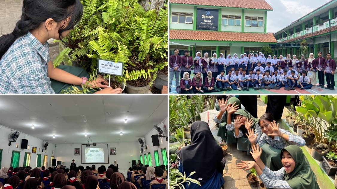 Dokumentasi rangkaian program kerja yang memadukan seminar dan penamaan tanaman yang dilakukan oleh mahasiswa MKT Untidar untuk murid SMP Negeri 4 Kota Magelang. (Dok. Pribadi/MKT Untidar)