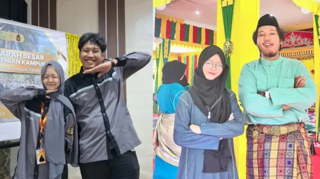 Dua mahasiswa tampil dalam momen kebersamaan saat terlibat dalam kegiatan kreatif dan produksi karya audiovisual. Keterlibatan tersebut menjadi bagian dari proses pengembangan kreativitas mahasiswa melalui film pendek Nurlela dan Priok Nasi. (Dok. Pribadi)