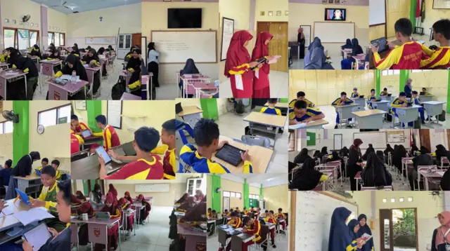 Dokumentasi berbagai program pembelajaran yang memadukan literasi, bahasa, kreativitas, dan teknologi yang dilakukan mahasiswa MKT UNTIDAR untuk siswa SMPIT Ihsanul Fikri Kota Magelang. (Dok. Pribadi/MKT UNTIDAR)