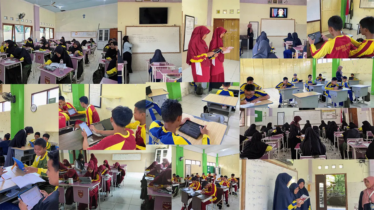 Dokumentasi berbagai program pembelajaran yang memadukan literasi, bahasa, kreativitas, dan teknologi yang dilakukan mahasiswa MKT UNTIDAR untuk siswa SMPIT Ihsanul Fikri Kota Magelang. (Dok. Pribadi/MKT UNTIDAR)