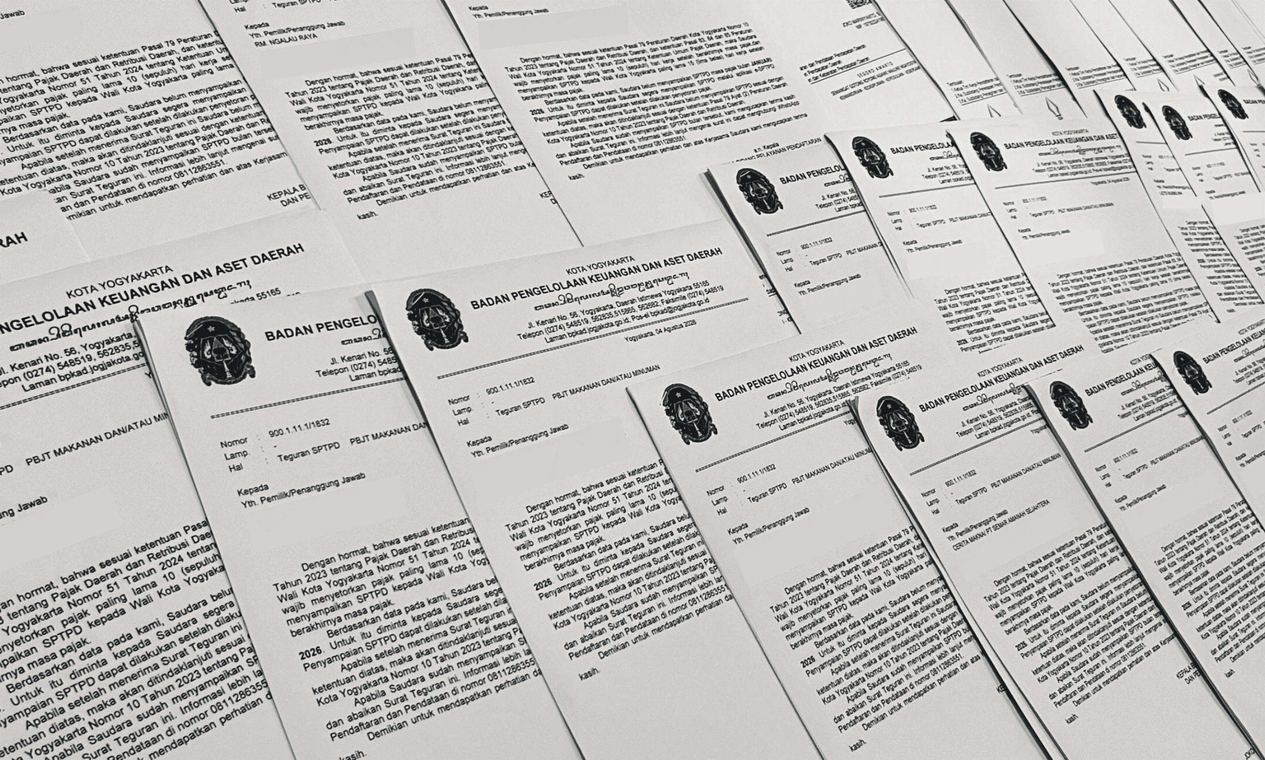 Surat fisik teguran pemberitahuan pajak daerah. (Dok. Pribadi/P4D BPKAD Kota Yogyakarta)